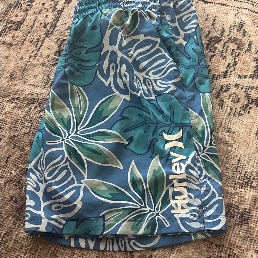 Hurley Blue Tropical Leaf Swim Shorts